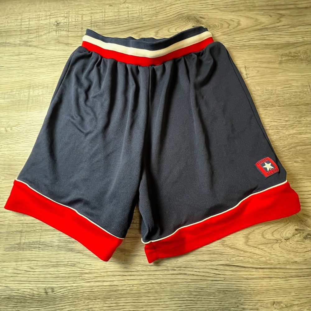 Converse Basketball Shorts Mens S Navy Blue Red All Star Mesh Vintage Athletic